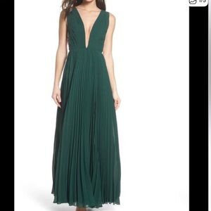 Fame and Partners Emerald Pleated Maxi Dress